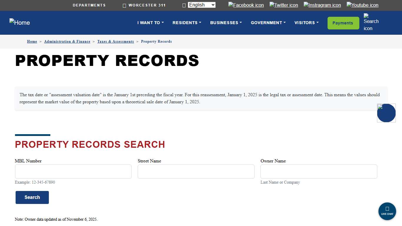 Property Records City of Worcester
